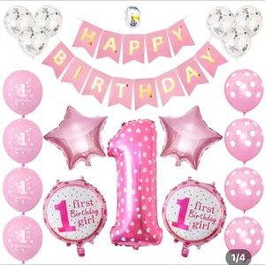 First birthday baby girl balloons set NEW
